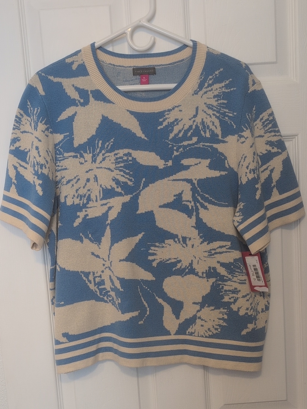 Vince Camuto Cyan Blue Short Sweater, 100% Cotton, XL